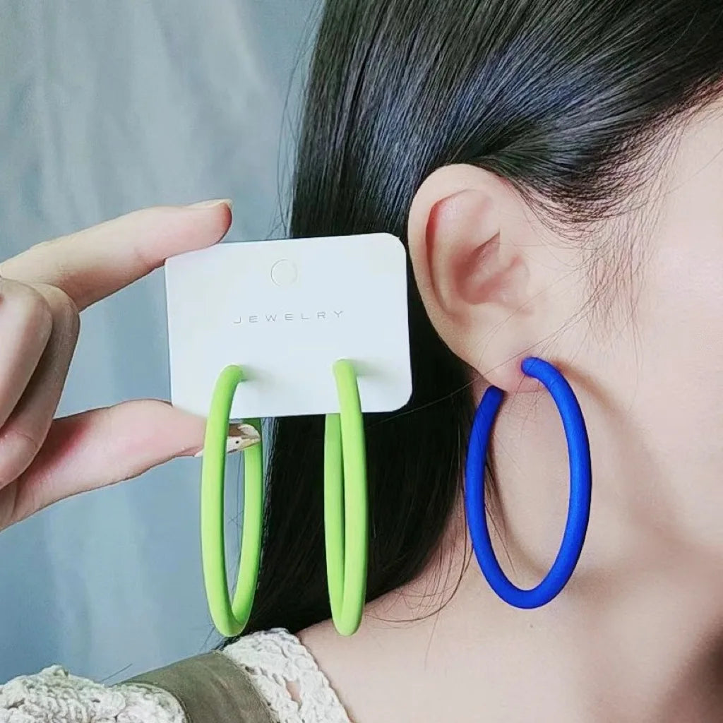 12 Colors Trendy C Shape Big Round Hoop Earrings for Women Girl Korean Earrings Circle Acrylic Earrings Fashion Jewelry Gifts