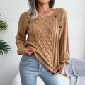 Autumn and Winter Casual Nail Button square Neck Fried Dough Twist Knitting Pullover Sweater Lantern Sleeve Long Sleeve Sweater