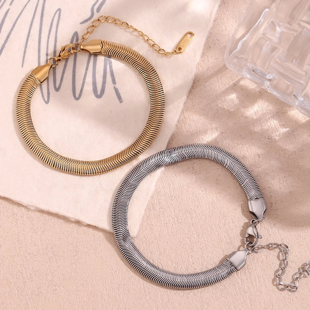 Dreamshow Chunky Snake Chain Bracelet Tarnish Free Jewelry Gold Plated Fine Jewelry Bracelets Stainless Steel Jewelry