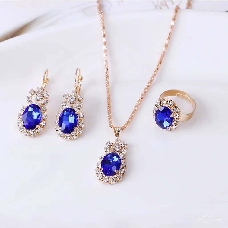 Wholesale Cheap Necklaces for Women Plated Chain Necklace Earrings Rings Set Pendant Necklace