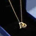 Wholesale No Fade Korean Titanium Steel Trendy Rose Gold Diamond Crystal Ring D Letter Necklace