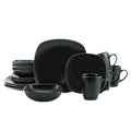 Nordic 16 Pcs Dinner Set Kitchen Stoneware Ceramic Matte Black Matte Color Glazed Dinnerware Set