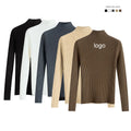 Custom Beige Crew Collar Long Sleeve Ribbed Knitted Women's Basic Pullover Sweater Knitwear Manufacturer's Casual Winter Top