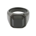 Wholesale Price Best Selling Black Onyx Gemstone Fashion Retro Hip Hop Men's Stainless Steel Black Plated Stone Ring
