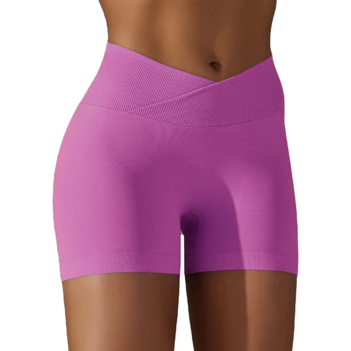 Women Plus Size Shorts Soft Quick Dry Lightweight Ribbed Seamless V Cut Scrunch Back Butt Yoga Fitness Shorts