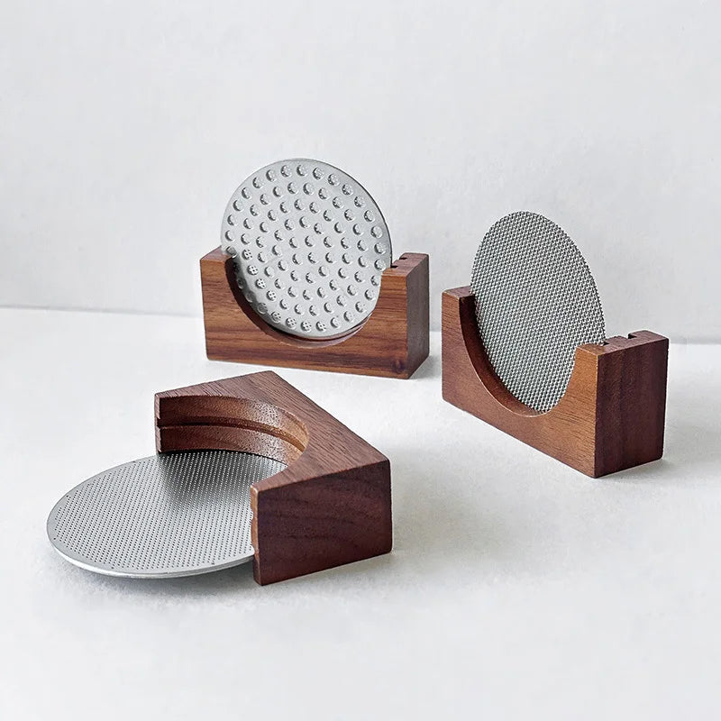 Wooden Bracket Espresso Filter Organizer Holder Coffee Dispenser Water Distribution Net Storage Base