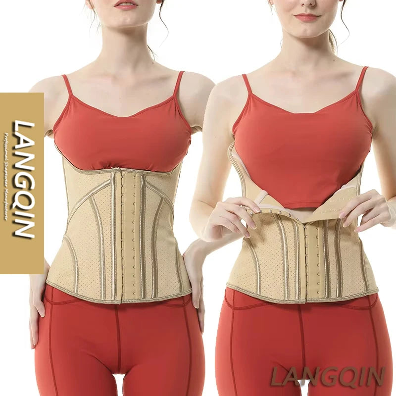Langqin Wholesale Latex Firm Control Eco-Friendly Anti-Bacterial Waist Shaping Trainer Underbust Corset Breathable 3 Hooks