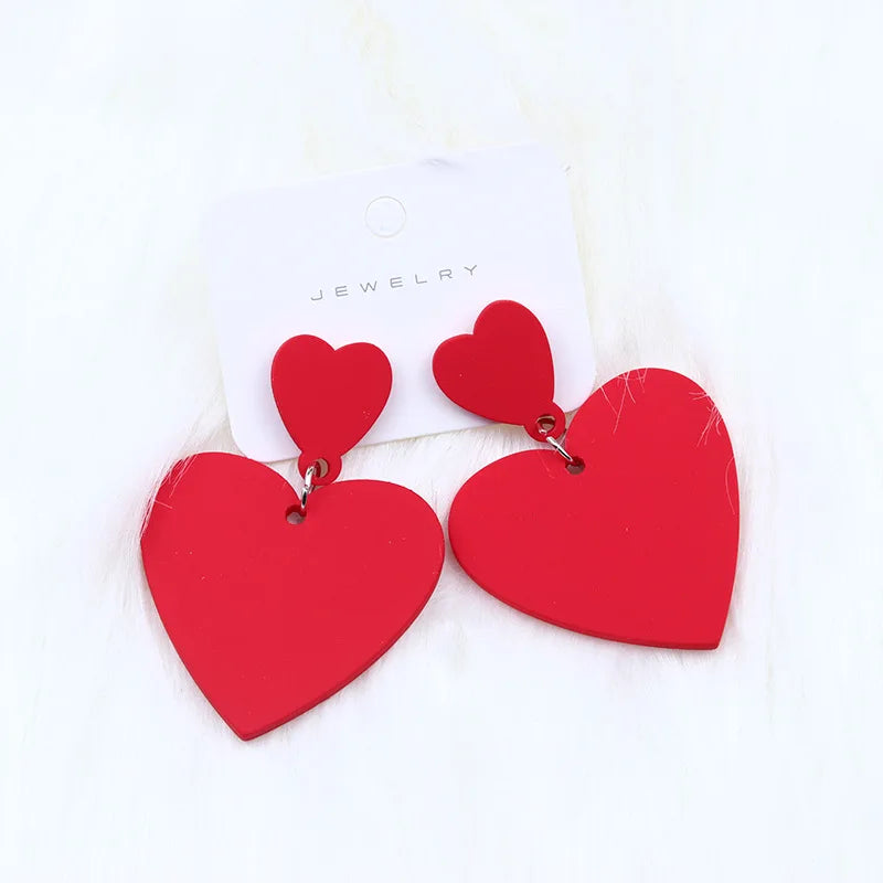 Autumn Winter New 15 Colors Gold Plated Female Acrylic Simple Stud Earrings Big Love Hoop Earrings for Wedding Occasions
