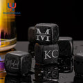 Whiskey Gift Set Custom Logo Handcrafted Premium Black Basalt Rocks Personalized Reusable Whiskey Chilling Stones