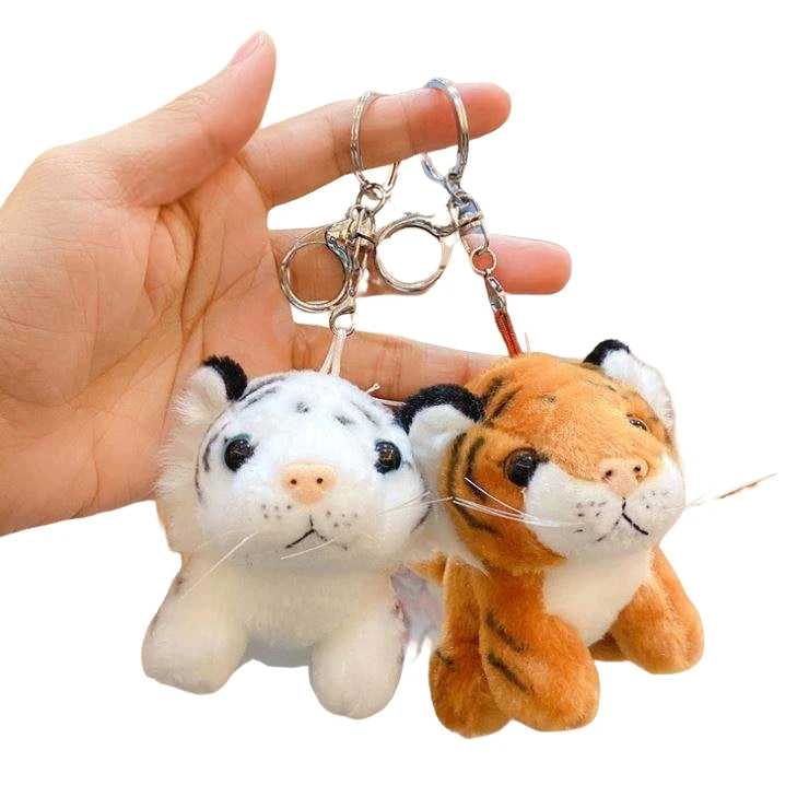 Wholesale Plush Keychain Toys Tiny Stuffed Animal tiger Keychain Soft Toy Plush Animal Keyring Tiger Keychain for Kids Bag Charm