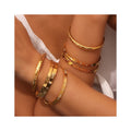 ERESI Hot Sell Open Cz Cuff Bangle Stainless Steel Bangles Jewelry Women Waterproof 18K Gold Plated Bracelet Bangles Set Women