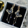 Chain Earrings for Women Butterfly Crystal Pearl Earring Fashionable Women's Super Fairy Earrings