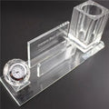Hot Sell Crystal Pen Holder Glass Card Holder Crystal Glass Table Clock for Personalized Office Gifts