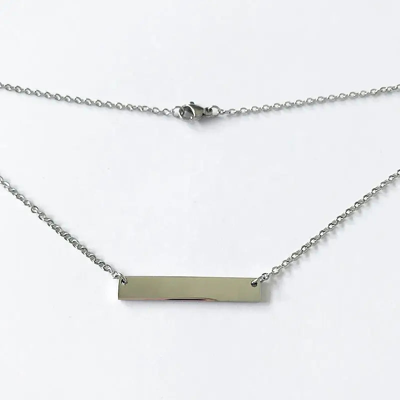 Factory Wholesale Jewelry ODM OEM Custom Engraved Name Logo Stainless Steel 18K Rose Gold Plated Bar Pendant Necklace Jewelry