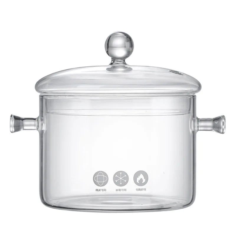 1350ml Heat Resistant High Borosilicate Glass Stove Pot Glass Cooking Pot