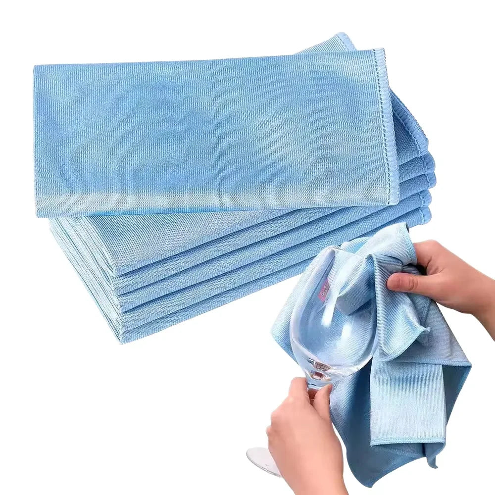 Oeko Tex Microfiber Glass Cleaning Cloth Lint Free Quickly Clean Window Glasses Windshields Mirrors and Stainless Steel Blue