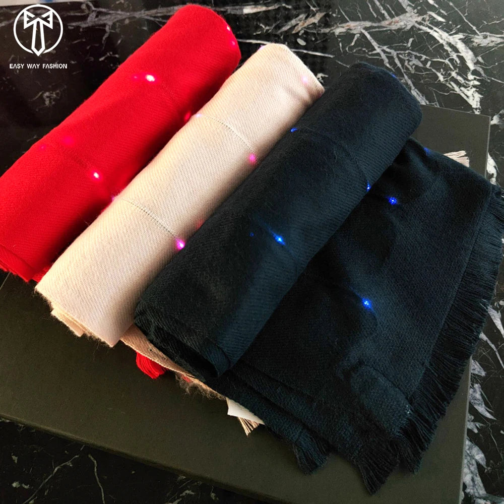 LED Scarf Christmas Light up Winter Knitted Scarf for Women Man