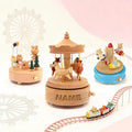 Handmade Wooden Merry Go Round Music Box Beech Wood Amusement Park Theme Kids Birthday Home Decor Bulk