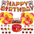 X4001 Fire Truck Car Theme Birthday Balloons Cake Topper and Party Decorations Set From Engineering Party Suppliers