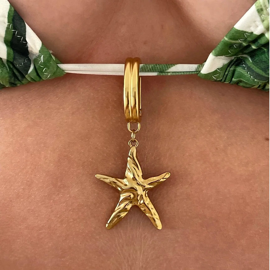 Personality Swimwear Jewels Hardware Starfish Bikini Charms Fashion Gold Plating Sea Shell Pendants Keychain DIY Jewelry Making