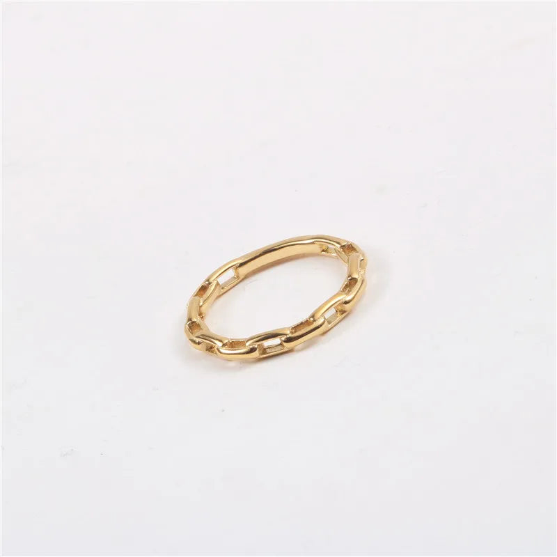 High End Tarnish Free & Waterproof PVD Gold Plated Link Chain Stainless Steel Rings  for Women