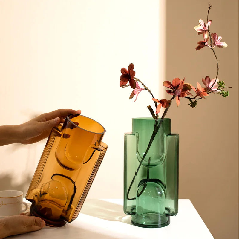 Drop Shipping.creative 3-dimensional Geometric Abstract Color Vase Decoration Vase Dry Flower Living Room Nordic Crystal Vase