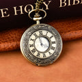 Antique Roman Big Size Numerals Quartz Pocket Watch Hollow Case Steampunk Vintage Pendant Necklace Best Gifts for Men Women