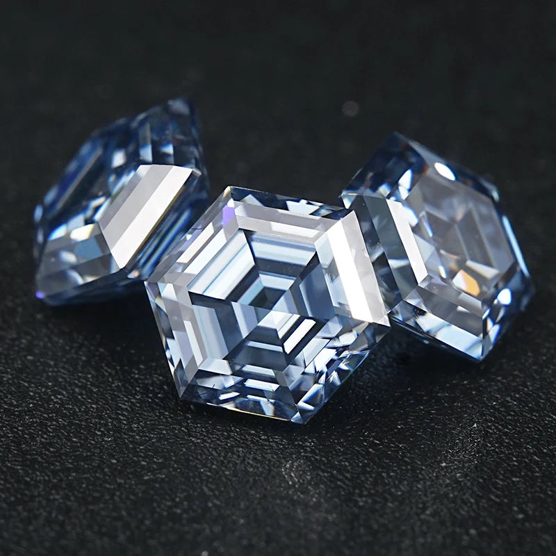 2022 Latest Factory Wholesale VVS Diamond Quality Blue Hexagonal Moissanite Loose Stones per Carat for Jewelry