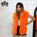 Women Reversible Fur Coat Natural Fluffy Fox Fur Outerwear Streetwear Warm Stand Collar Removable Fur Vest