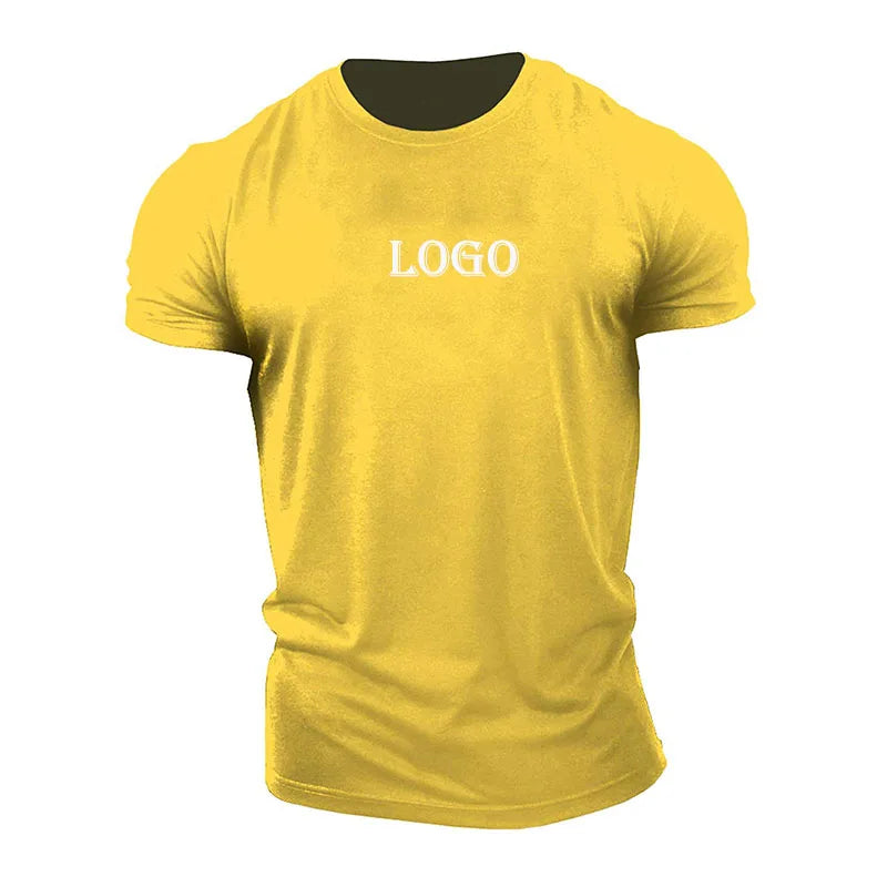 Custom Printed Breathable Plus Size Men's Gym Sports Running Short Sleeve T-Shirts-Active Wear Athleisure (Spandex/Cotton)