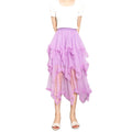 Women OEM ODM Fashion Summer New Style High Waist  Irregular Ruffle A-line Puffy Mesh Mid-Length Party Skirt