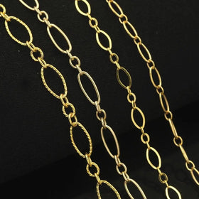 14K Gold Filled Multi Styles 1meter 3+1 Oval Clavicle Link Chain 3.43mm 3mm 2.7mm Bracelet Necklace Extender Chain Wholesale