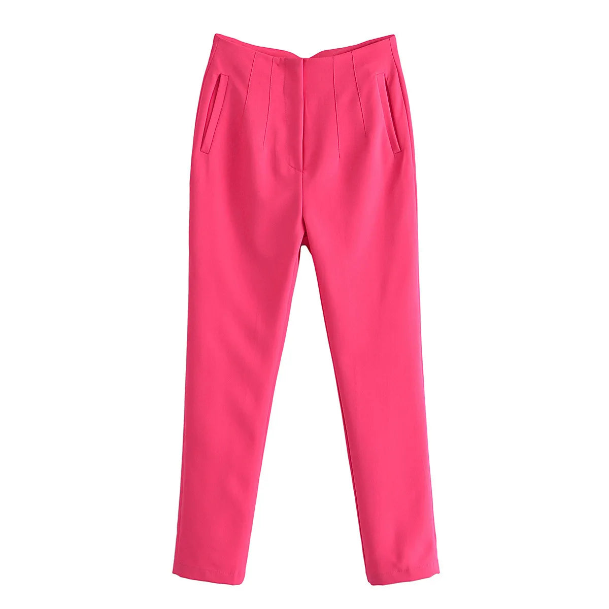 Multi-line High-waisted Multi-color Slim-fit Trousers