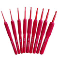 New Red Ergonomic Grip 2.0mm - 6.0mm Soft TPR Handles Aluminum Crochet Hooks