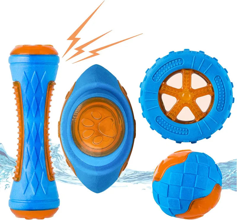 TPR Rubber Interactive Waterproof Durable Summer Floating Sqeaky Dog Chew Toys Molar Bite Resistant Dog Beach Toy Set