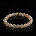 Round Beads Elastic Stretchable Bracelet Rutilated Quartz Crystal Genuine Natural for Men Women 8mm Golden Ball Gemstone Beads -
