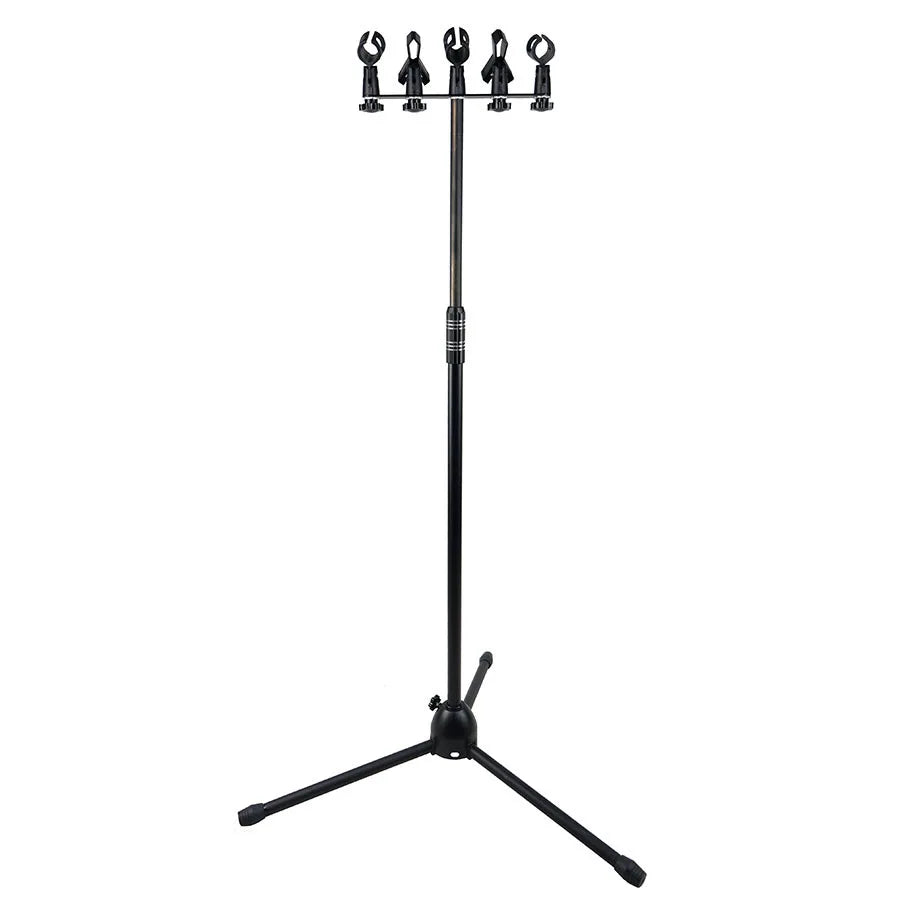 Five-headed Playing Microphone Holder Professional Tripod Adjustable Floor Microphone Stand for Radio Broadcasting Studio