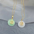 HOVANCI 2021 New Arrival Chinese Fu Jade Necklace Jewelry Stainless Steel Chain Natural Emerald Jade Pendant Necklace for Family