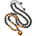 Y160 Wholesale Colliers 8mm Lava Natural Stone Beads 16mm Tiger Eye Stone Pendant Necklace for Men Fashion Jewelry Necklaces