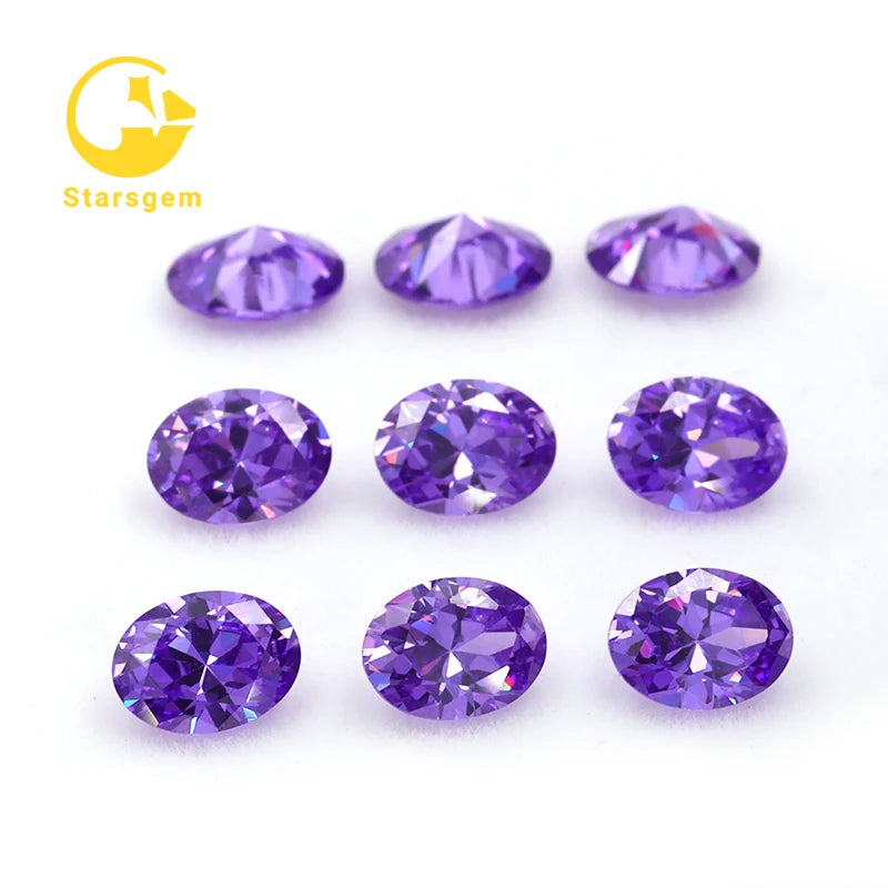 Starsgem Wholesale Price Zirconia Making Machine AA Purple 6*8-9*11MM Oval Cut Cubic Zirconia Diamond