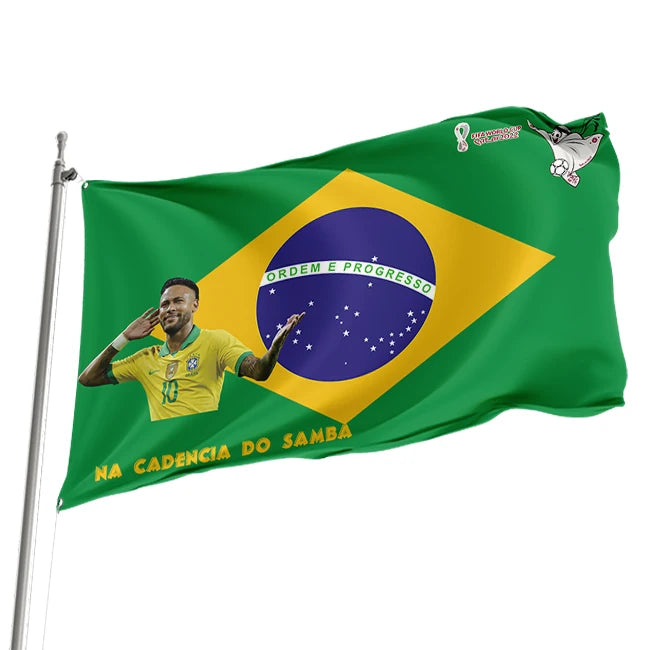 High Quality Brazil Neymar Flag 3*5ft Metal Copper Buckle Double Sided Printing Wholesale Neymar Flag