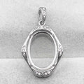 Sterling Silver 11*16mm Semi Mount Pendant Empty Frame Blank Support Setting S925 Base Holder Without Center Stone for DIY Inlay