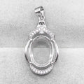 Sterling Silver 11*15mm Semi Mount Pendant Empty Frame Blank Support Setting S925 Base Holder Without Center Stone for DIY Inlay