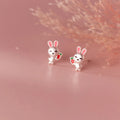 Discount Price Pure 999 Silver Children Gift Kids Jewelry Radish and Rabbit Carton Earrings