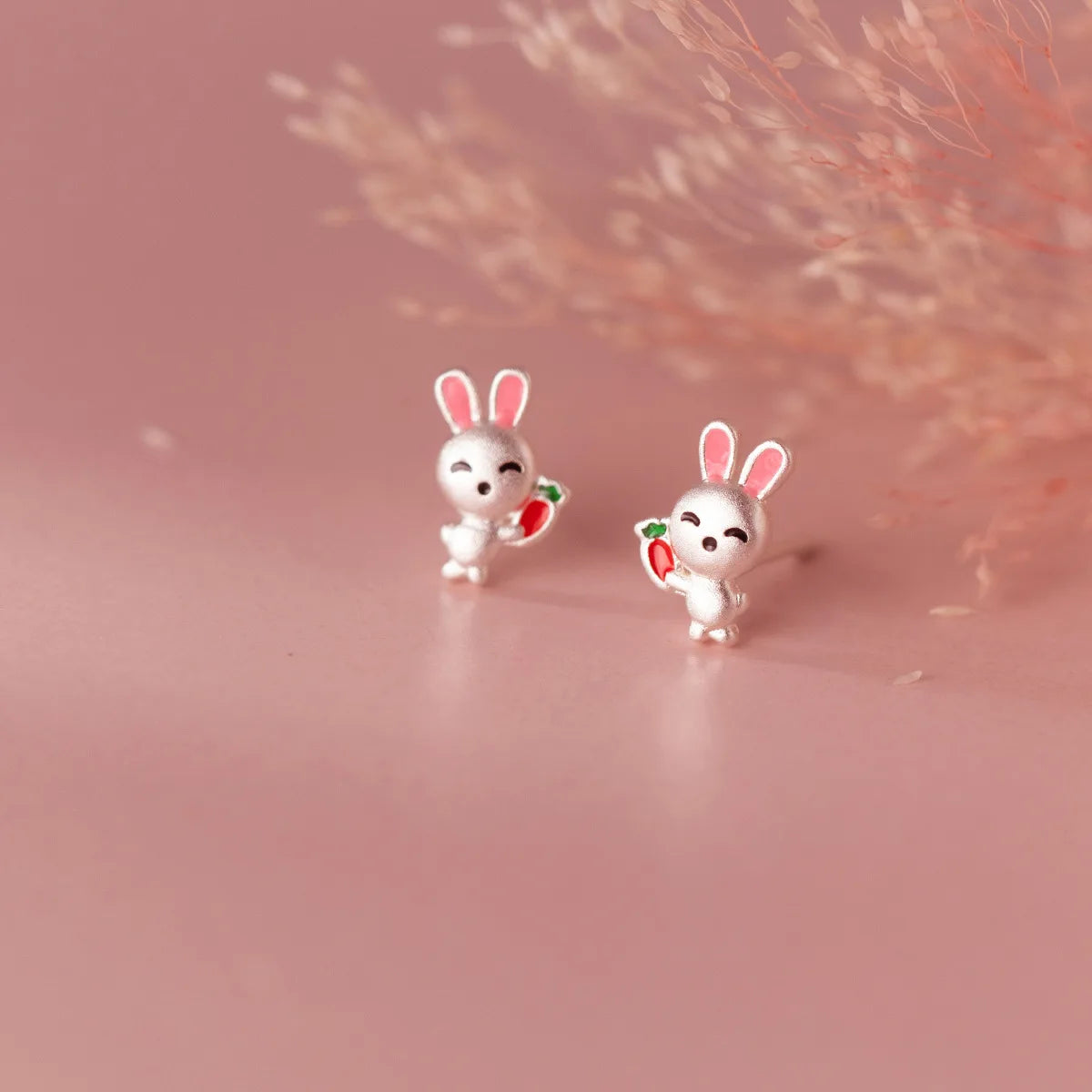 Discount Price Pure 999 Silver Children Gift Kids Jewelry Radish and Rabbit Carton Earrings