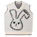2024 New Arrival Custom Women's Loose Sleeveless Pullover Knitwear Cotton Jacquard Pattern Knitted Top V Neck Vest Sweater