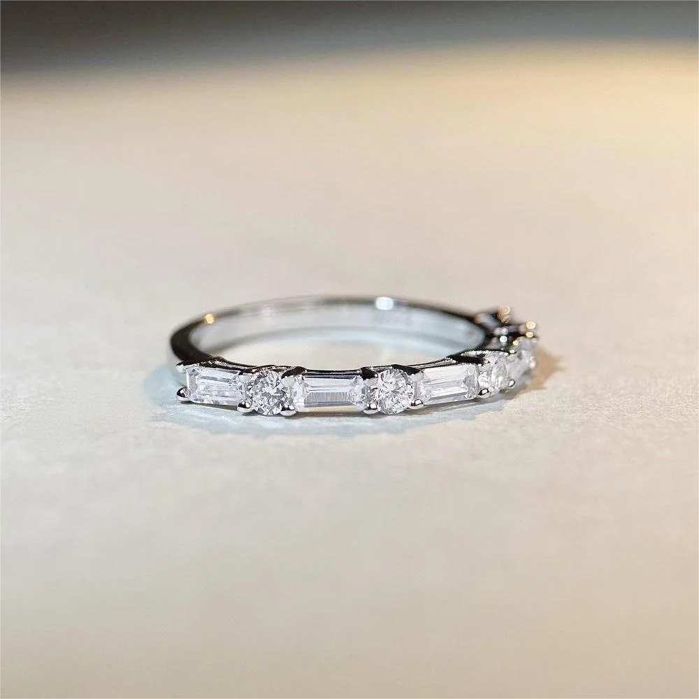 Fine Vintage Jewelry 5A Cz Colored Cz Cubic Zircon Emerald Cut Eternity Personalized Wholesale Price Wedding 925 Silver Rings