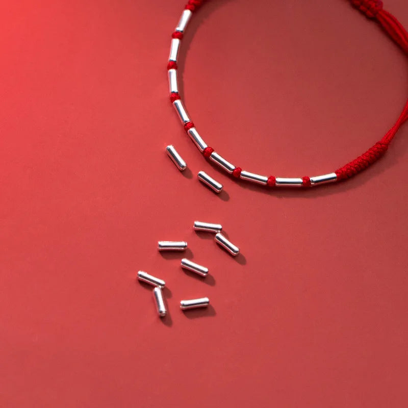 2MM Length 925 Sterling Silver Short Tube DIY Pipe Spacer Bead for Rope Bracelet Making