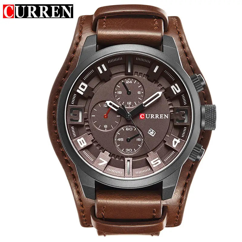CURREN Watches Men 8225 Casual Leather Sport 12 Hour Clock Calendar Luminous Big Dial Hip Hop Watch Luxury Mens Wristwatch MegaBDM