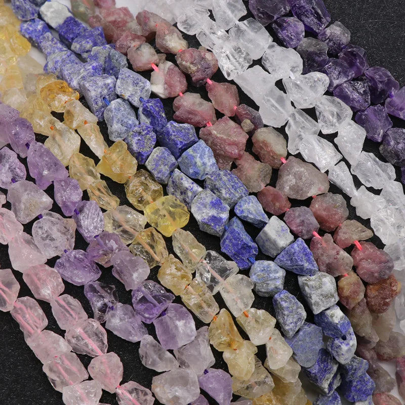 8-12mm Natural Dark Amethyst Crystal Nugget Raw Quartz Healing Gemstone Loose Beads Drilled Large Nugget Rough Chakra Stone Bead